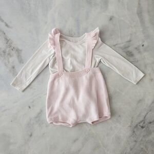 Cat & Jack Pink Romper & White Top Outfit